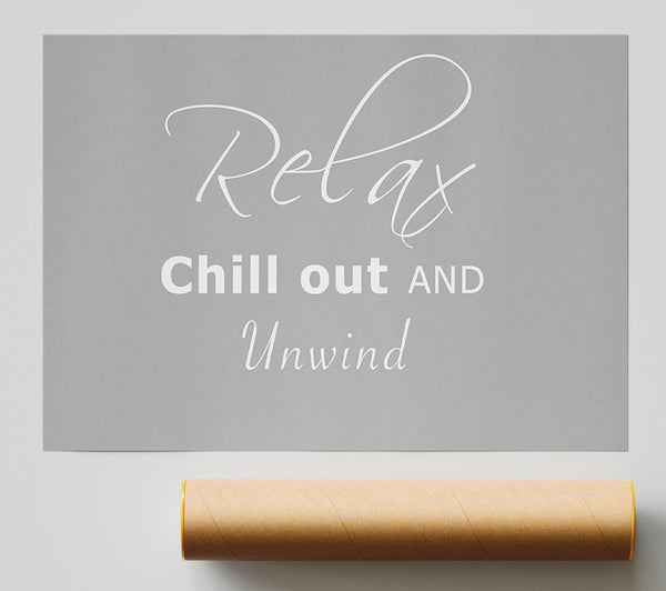 Bathroom Quote Relax Chill Out Grey White