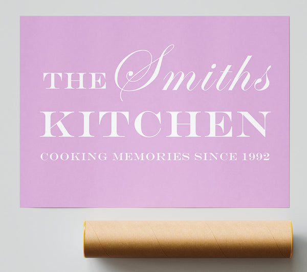 Kitchen Quote Your Family Name And Date Kitchen Pink