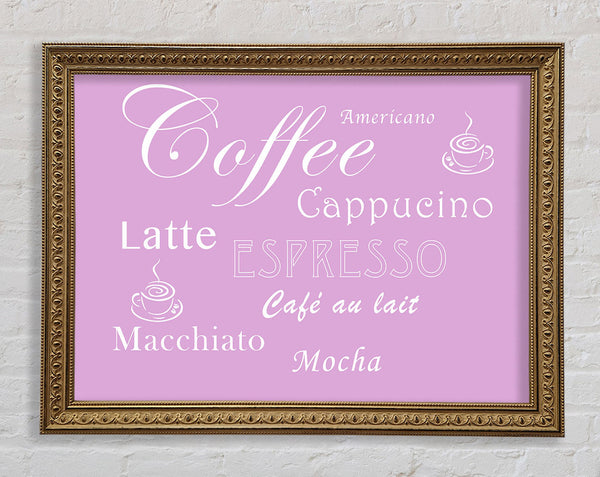 Kitchen Quote Coffee Delight Pink