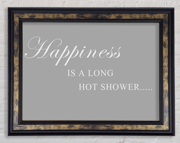 Bathroom Quote Happiness Is A Long Hot Shower Grey White