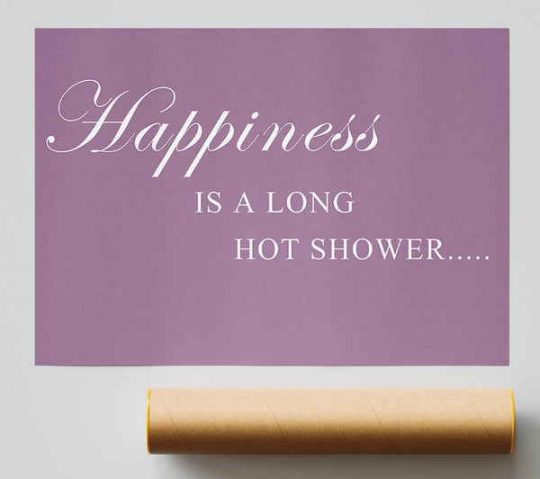 Bathroom Quote Happiness Is A Long Hot Shower Dusty Pink