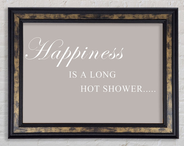 Bathroom Quote Happiness Is A Long Hot Shower Beige