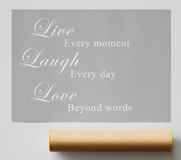 Love Quote Live Laugh Love Grey White