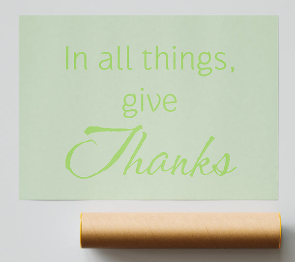 Home Quote In All Things Give Thanks Lime Green