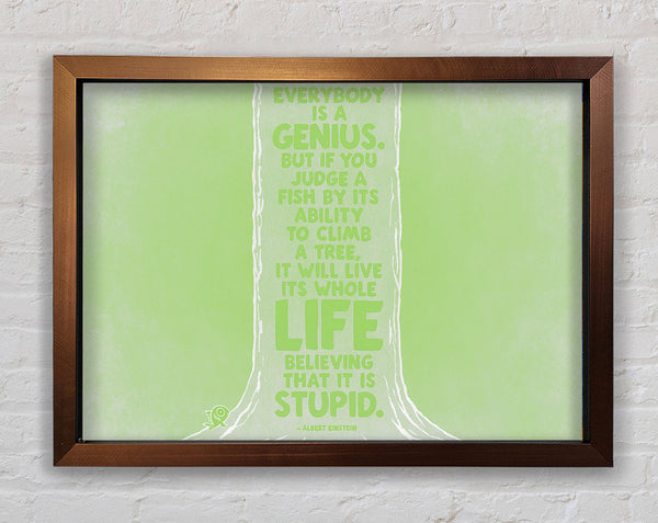 Motivational Quote Albert Einstein Everybody Is A Genius Lime Green