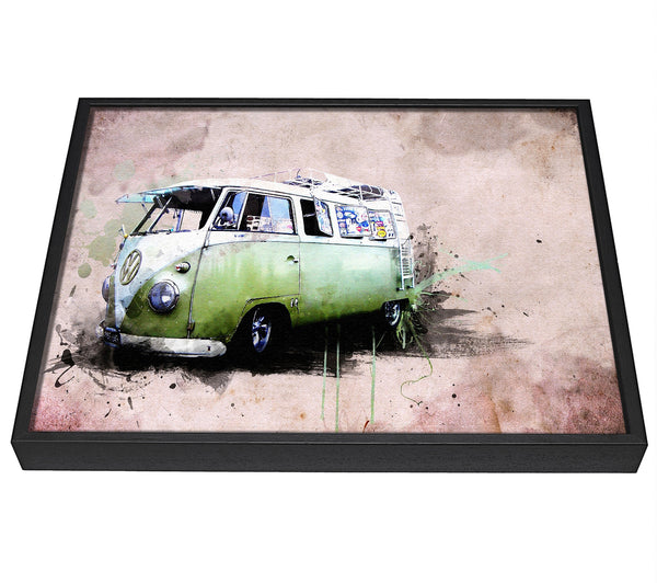 A picture of a Hippies Van framed canvas print sold by Wallart-Direct.co.uk