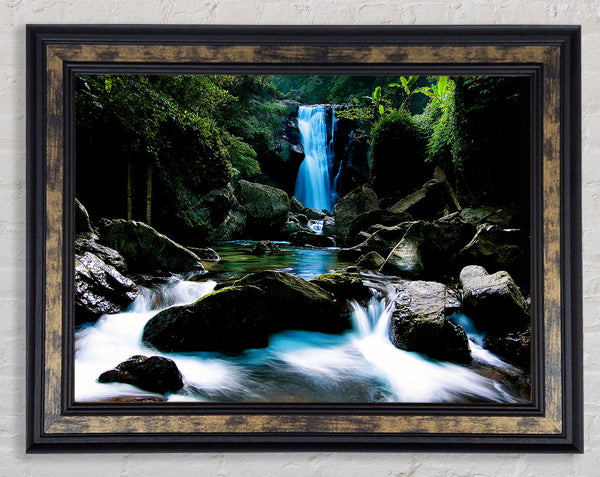 Enchanted Blue Waterfall Forest Flows