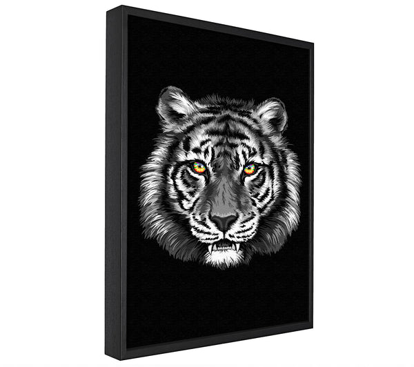 A picture of a Orange Eyed Tiger Face framed canvas print sold by Wallart-Direct.co.uk