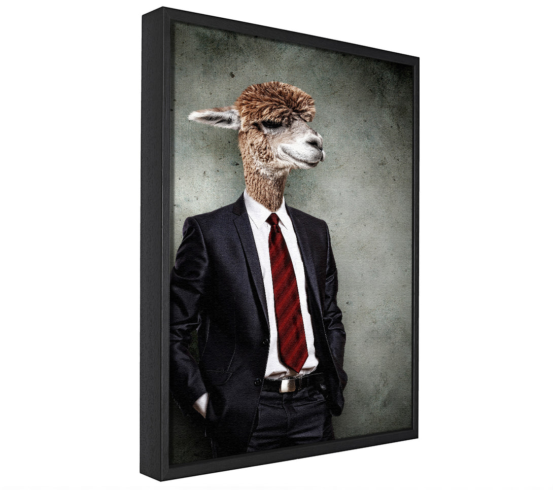 A picture of a Business Llama framed canvas print sold by Wallart-Direct.co.uk