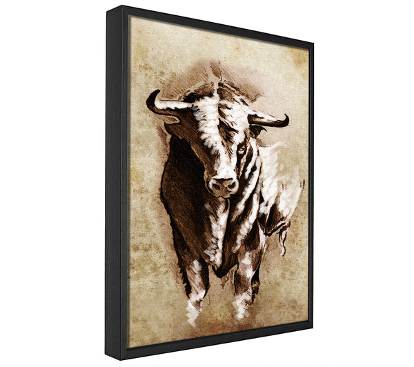 A picture of a Bull Stare framed canvas print sold by Wallart-Direct.co.uk