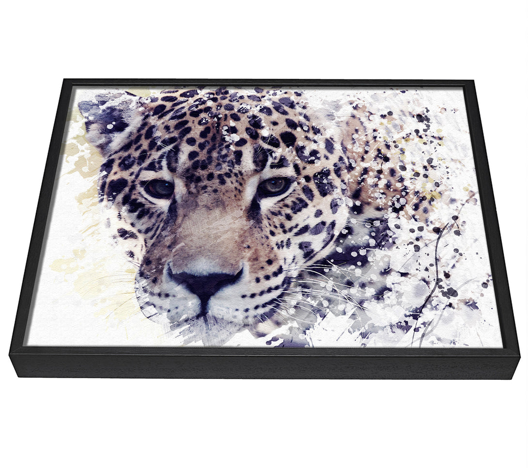 A picture of a Leopard Splash framed canvas print sold by Wallart-Direct.co.uk