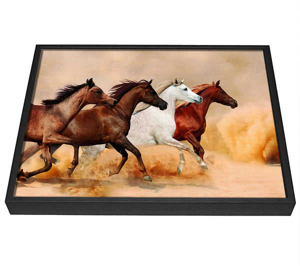 A picture of a Horse Stampede framed canvas print sold by Wallart-Direct.co.uk