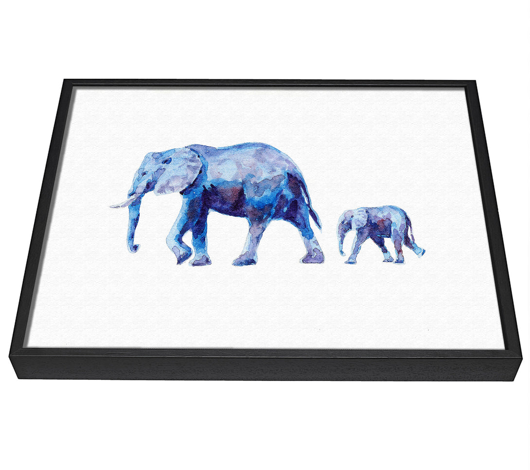 A picture of a Mother and Child Elephant Love framed canvas print sold by Wallart-Direct.co.uk