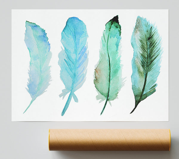 Green Blue Indian Feathers