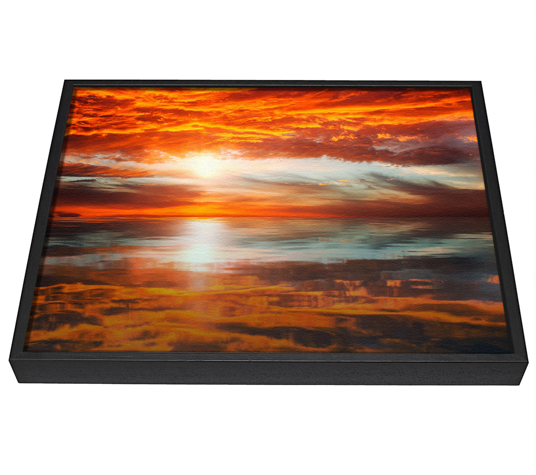 A picture of a Reflections Of A Sunset Sky framed canvas print sold by Wallart-Direct.co.uk