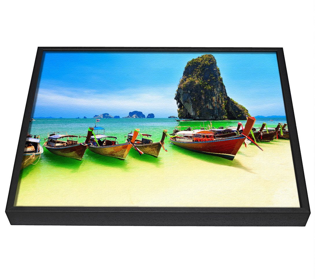 A picture of a Thailand Boats framed canvas print sold by Wallart-Direct.co.uk