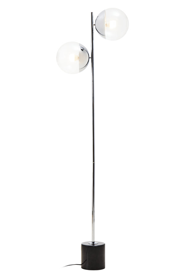 Modern Industrial Floor Lamp with Brushed Silver Finish