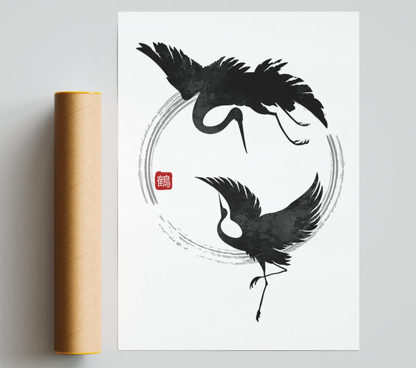 Japanese Cranes In The Circle Of Life