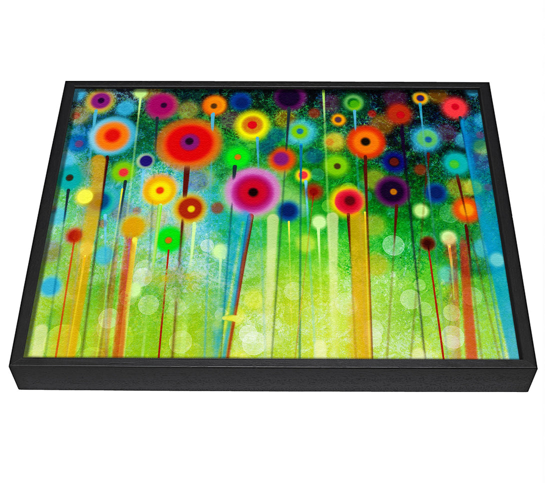 A picture of a Psychedelic Flower Garden 2 framed canvas print sold by Wallart-Direct.co.uk