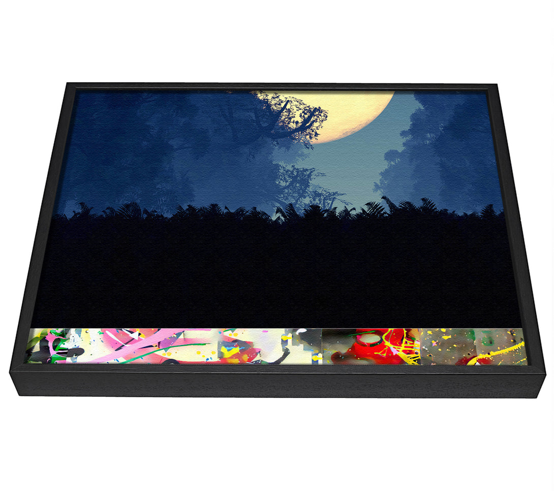 A picture of a Stunning Midnight Moon Through The Trees framed canvas print sold by Wallart-Direct.co.uk