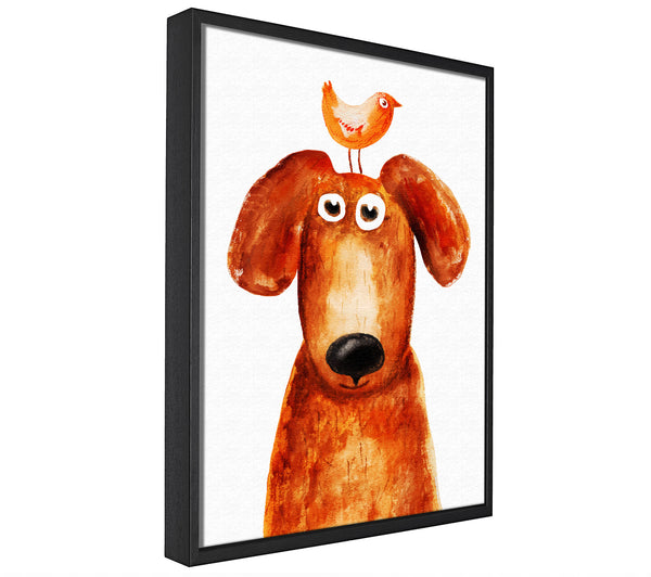 A picture of a Wheres The Bird Dog framed canvas print sold by Wallart-Direct.co.uk