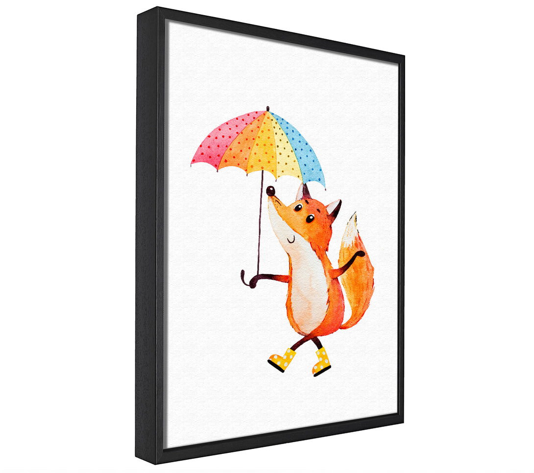 A picture of a Foxy In The Rain framed canvas print sold by Wallart-Direct.co.uk