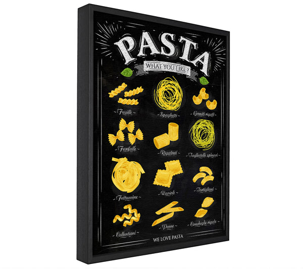 A picture of a We Love Pasta framed canvas print sold by Wallart-Direct.co.uk