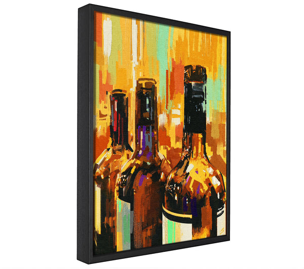 A picture of a Retro Wine Bottles framed canvas print sold by Wallart-Direct.co.uk