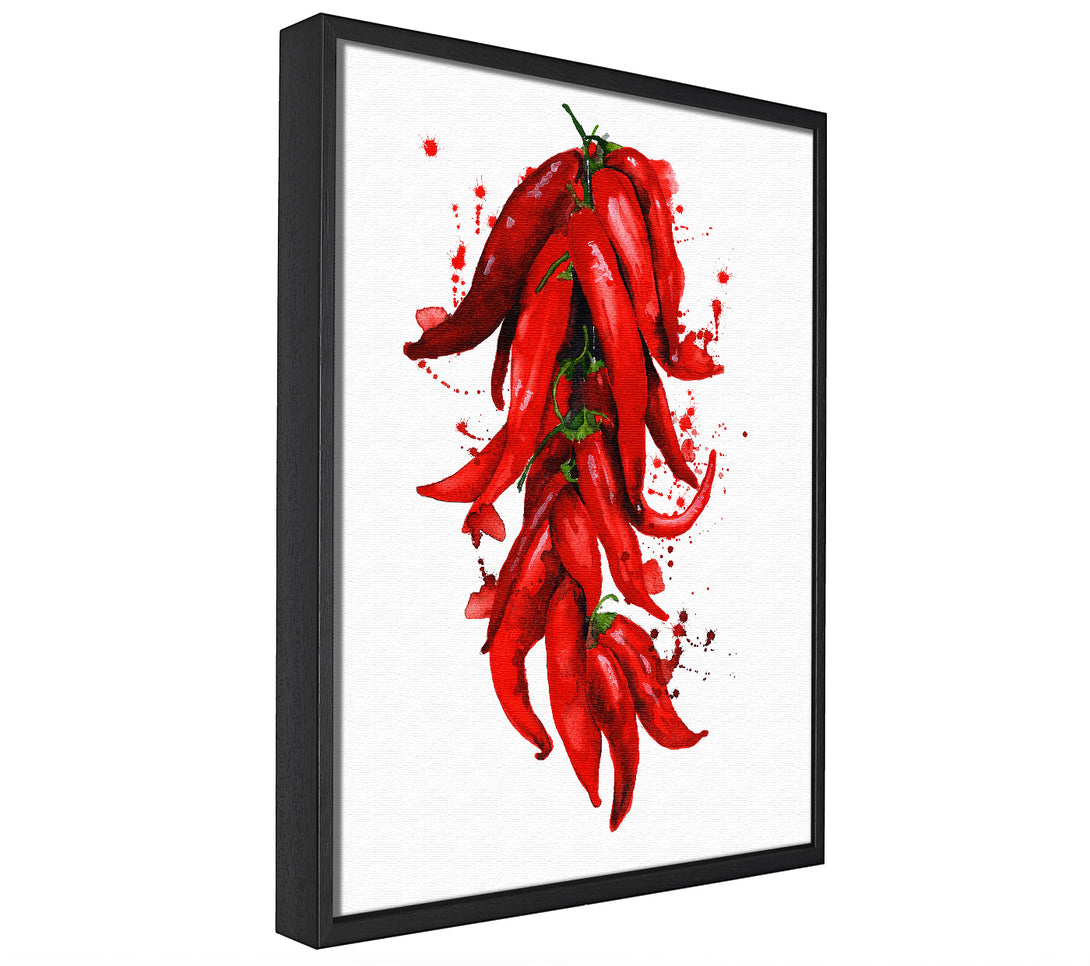 A picture of a Bunch Of Chilis framed canvas print sold by Wallart-Direct.co.uk