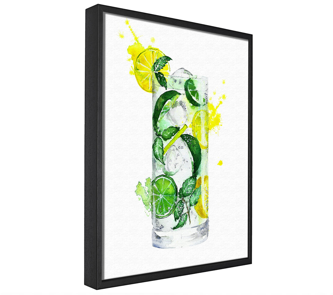 A picture of a Tall Glass Of Gin And Tonic framed canvas print sold by Wallart-Direct.co.uk