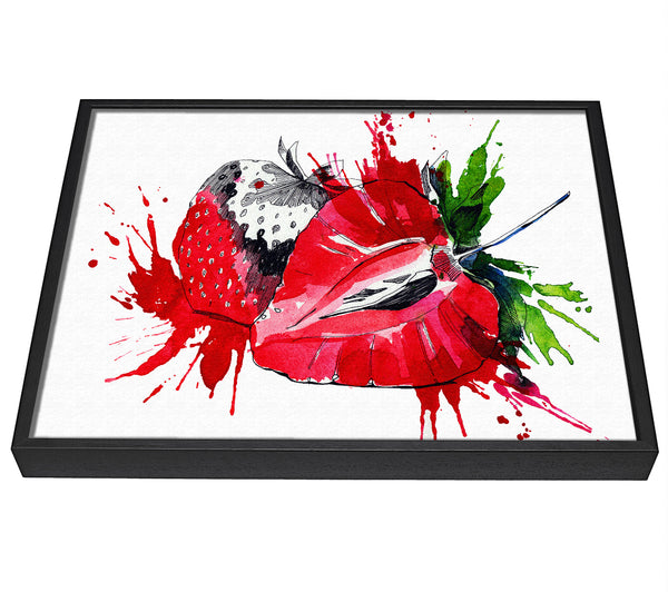 A picture of a Strawberry Splash framed canvas print sold by Wallart-Direct.co.uk