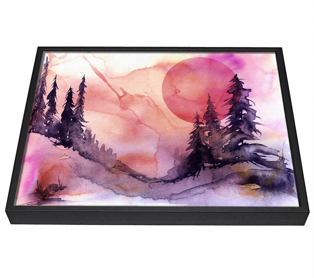 A picture of a Pink Winter Sun framed canvas print sold by Wallart-Direct.co.uk