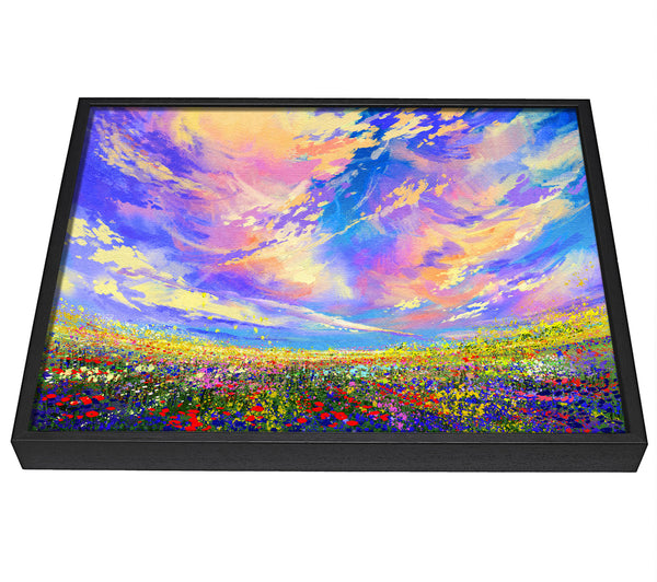 A picture of a Rainbow Fields framed canvas print sold by Wallart-Direct.co.uk