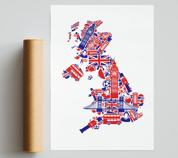 London Icons In The Shape Of The Uk