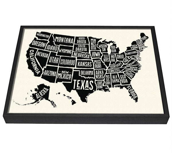 A picture of a States Of America 5 framed canvas print sold by Wallart-Direct.co.uk