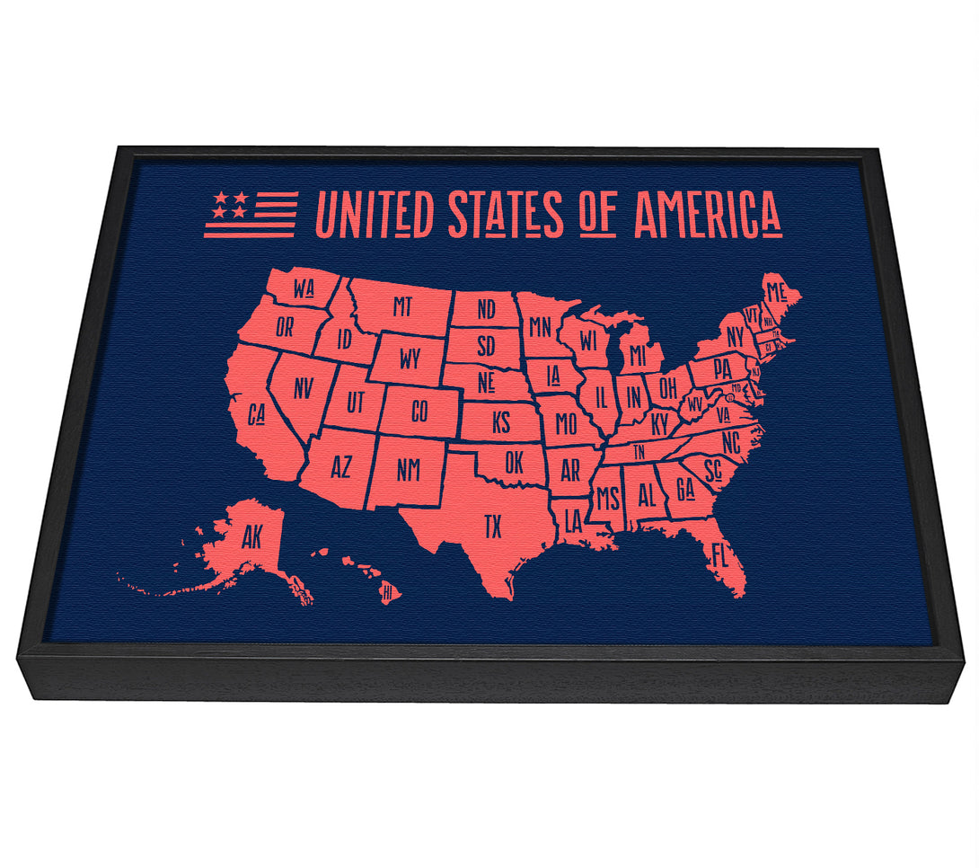 A picture of a States Of America 1 framed canvas print sold by Wallart-Direct.co.uk