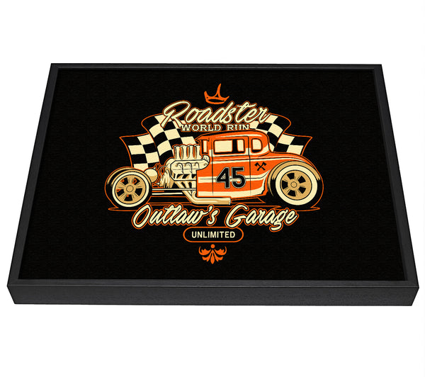 A picture of a Outlaws Garage framed canvas print sold by Wallart-Direct.co.uk