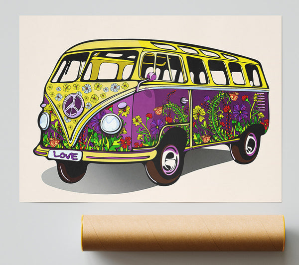 Flower Power Vw Camper Van