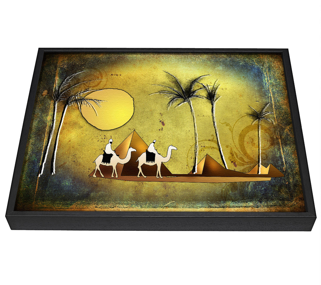 A picture of a Camel Ride Through The Egyptian Desert framed canvas print sold by Wallart-Direct.co.uk