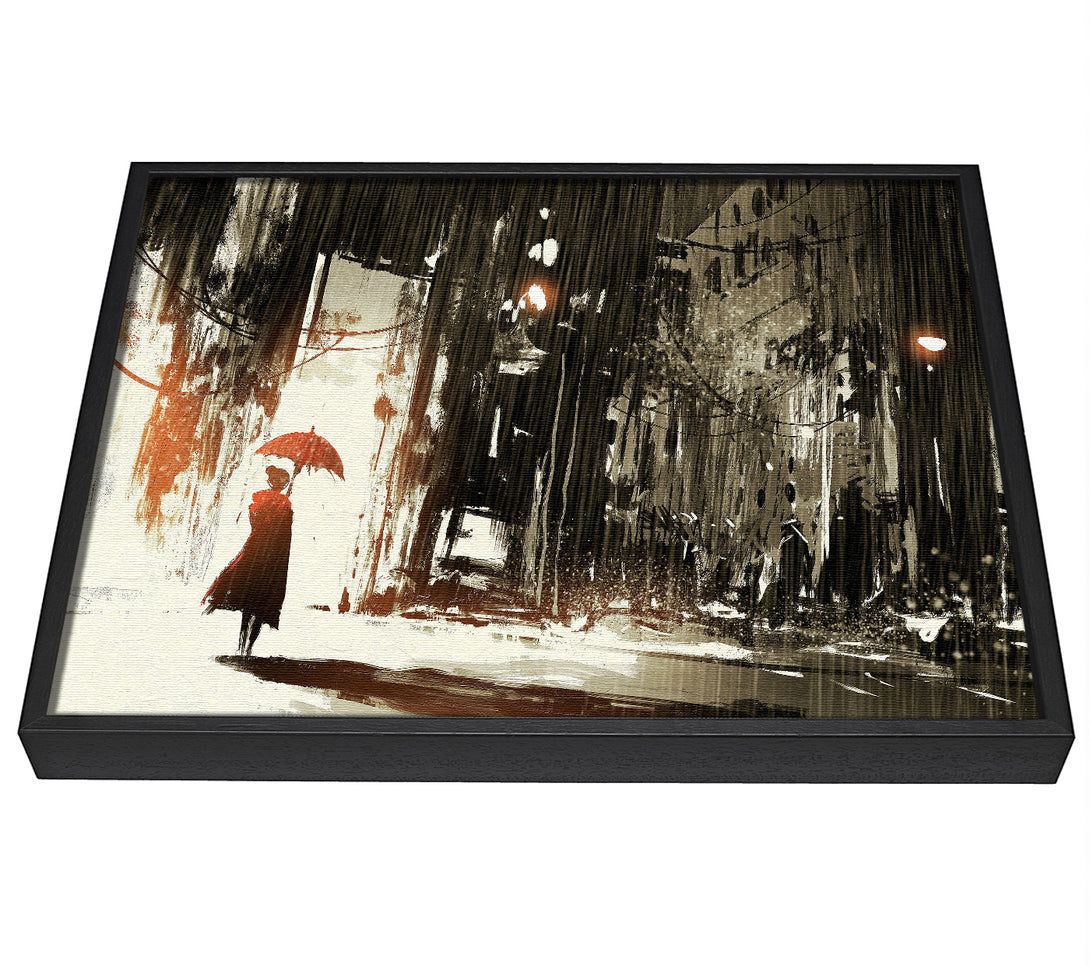 A picture of a Down Pour in The City framed canvas print sold by Wallart-Direct.co.uk