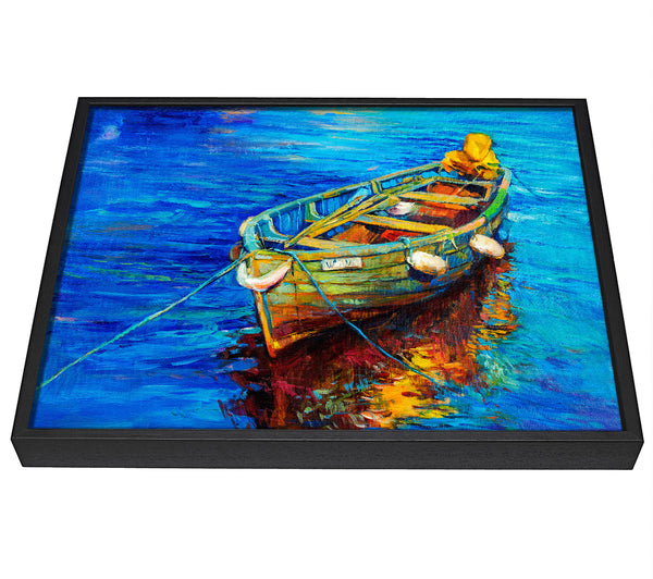 A picture of a Rowing Boat Blues framed canvas print sold by Wallart-Direct.co.uk