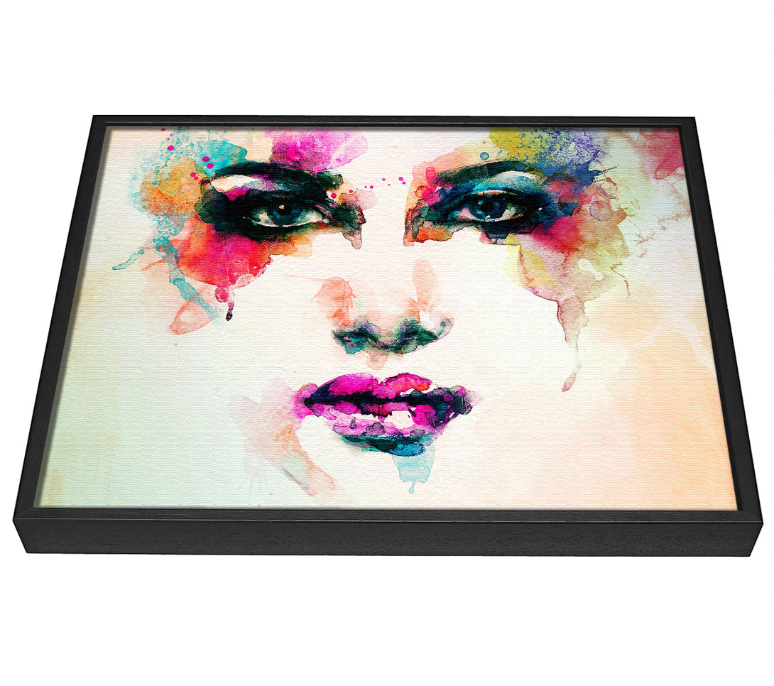 A picture of a Rainbow Face framed canvas print sold by Wallart-Direct.co.uk