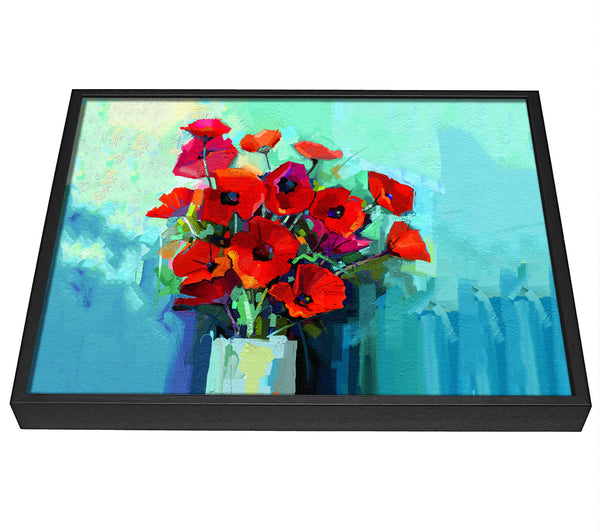 A picture of a Poppy Vase Beauty framed canvas print sold by Wallart-Direct.co.uk