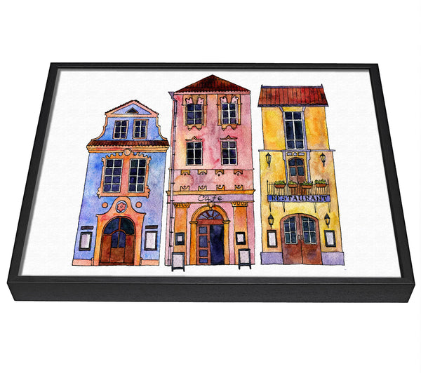 A picture of a Town Houses In Paris framed canvas print sold by Wallart-Direct.co.uk