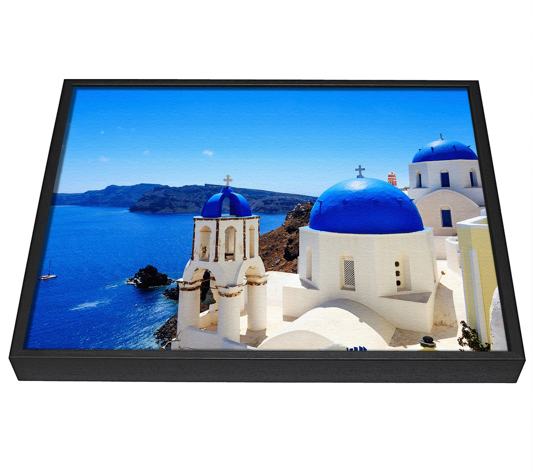 A picture of a Santorini Wonder framed canvas print sold by Wallart-Direct.co.uk