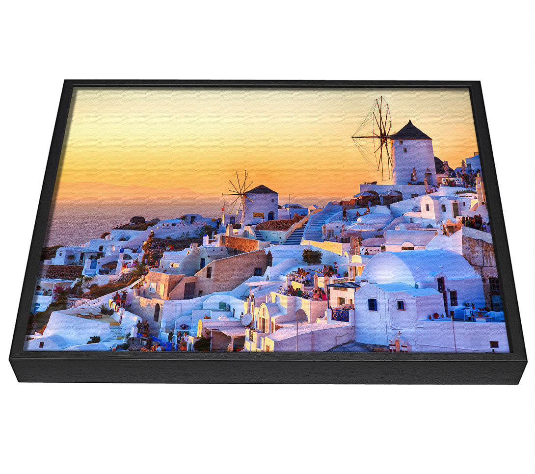 A picture of a Sunset In Santorini framed canvas print sold by Wallart-Direct.co.uk