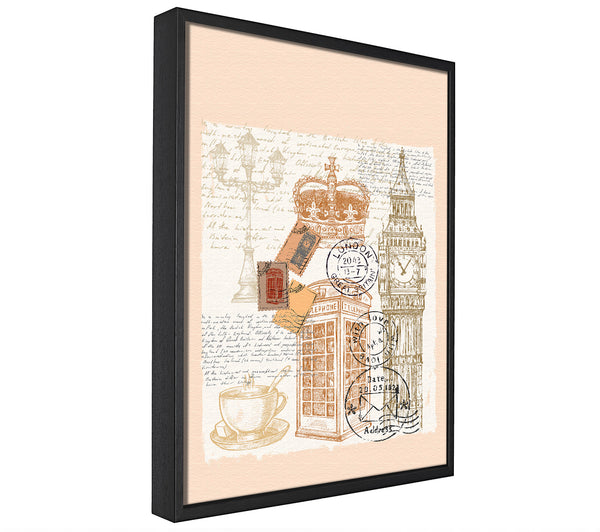 A picture of a Passport Stamps framed canvas print sold by Wallart-Direct.co.uk