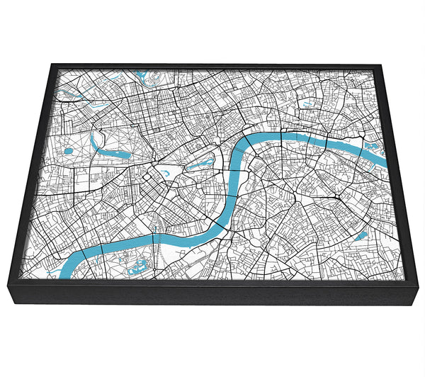 A picture of a The Map Of London Thames 1 framed canvas print sold by Wallart-Direct.co.uk