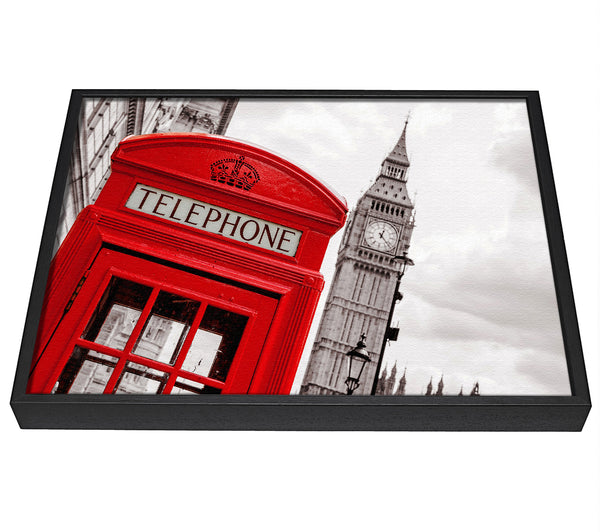 A picture of a Big Ben Phone Box framed canvas print sold by Wallart-Direct.co.uk