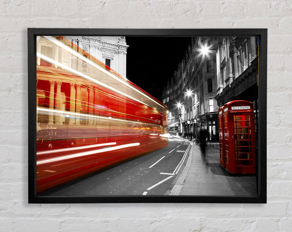 Red Bus Speeding Through The City